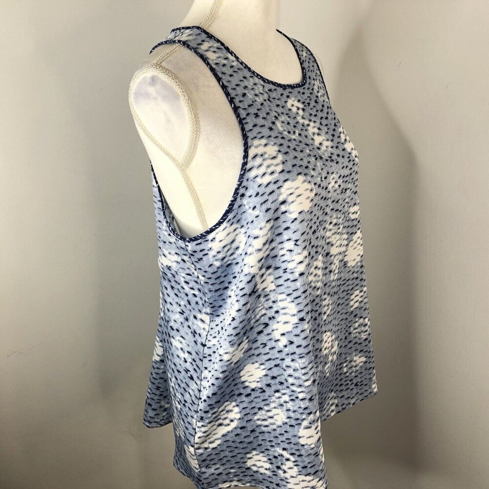 Lou & Grey Womens Sleeveless Top Size Large Blue Textured Open Tie Back - Picture 8 of 15